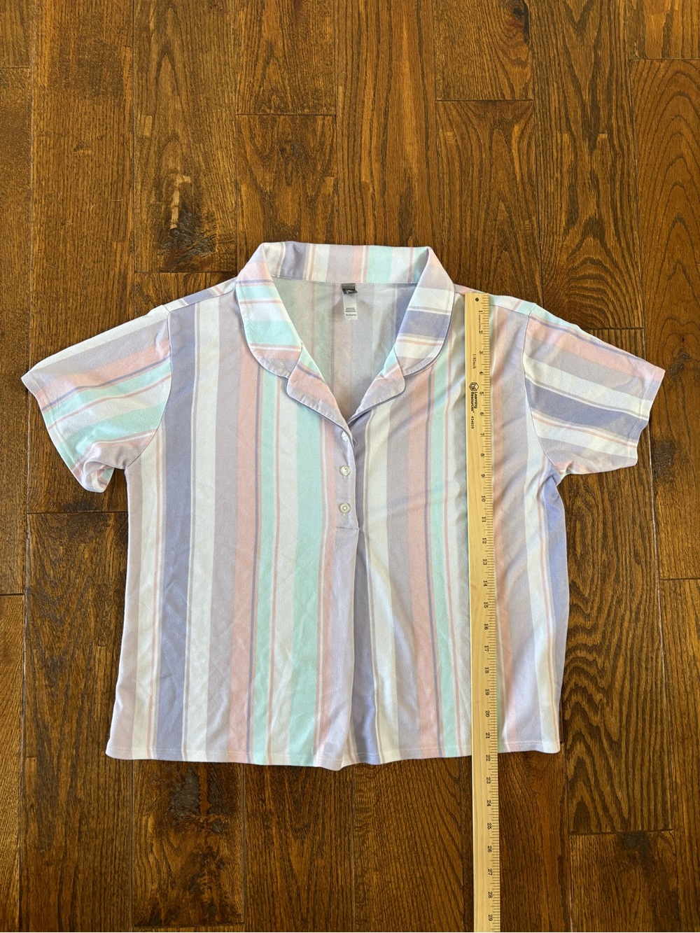 Boutique Pastel Striped Pajama Set | Short Sleeve Top & Shorts | XL - Picture 7 of 14